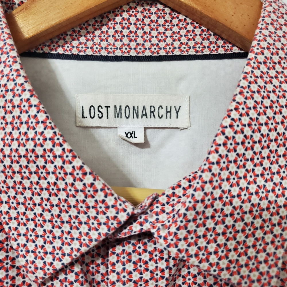 Lost Monarchy Red Pattern Long Sleeve Button Fron… - image 3